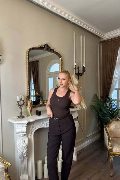 lizge giyim BELT DETAILED TROUSERS