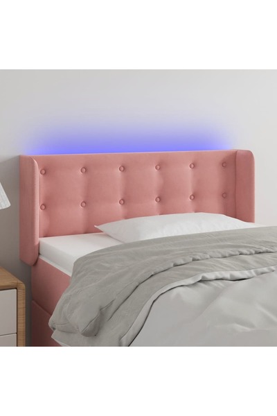 Concept Tăblie de pat cu LED, roz, 83x16x78/88 cm, catifea