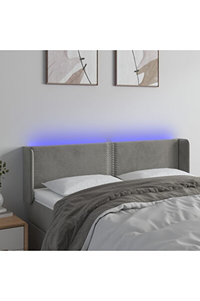 Concept Κεφαλάρι LED, ανοιχτό γκρι, 147x16x78/88 cm, Βελούδο