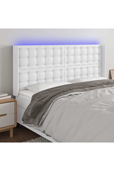 Concept Κεφαλάρι LED, λευκό, 183x16x118/128 cm, οικολογικό Δερμάτινο