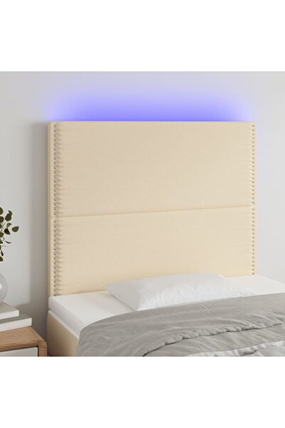 Concept Tăblie de pat cu LED, crem, 90x5x118/128 cm, textil