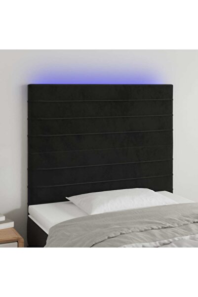 Concept Tăblie de pat cu LED, negru, 100x5x118/128 cm, catifea