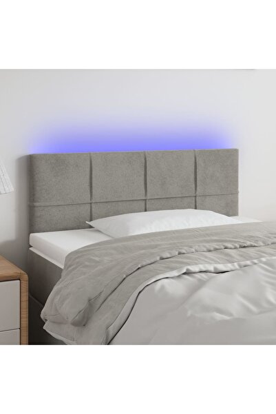 Concept Tăblie de pat cu LED, gri deschis, 80x5x78/88 cm, catifea