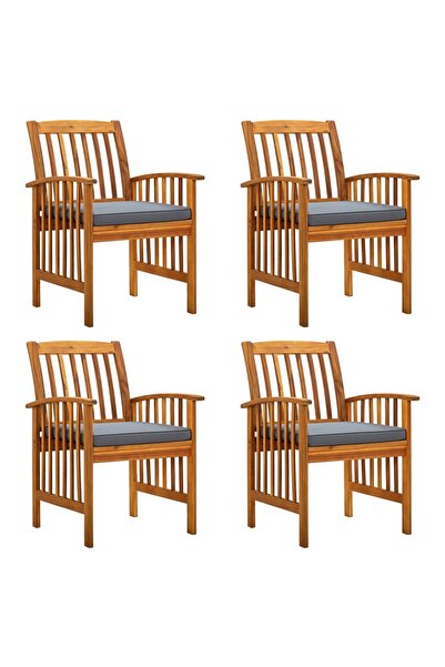 Concept Καρέκλες κήπου με μαξιλάρια, 4 τεμ., από μασίφ ξύλο ακακίας