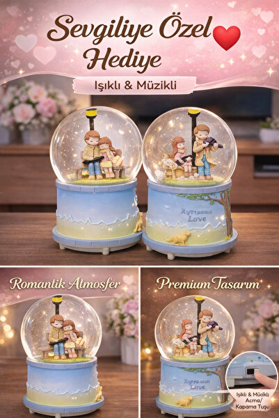 Corvian Takı&Akseuar Sevgiliye Özel Işıklı Müzikli Büyük Boy Kar Küresi Roman...