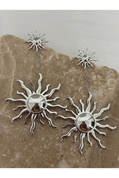 stainless steell Sun Figured Dangle Steel Earrings