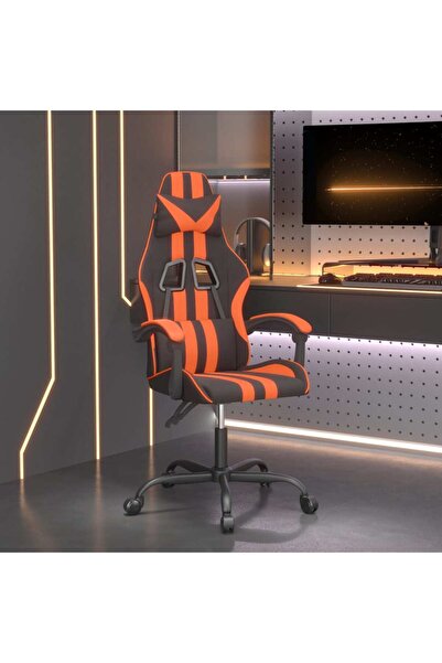 Concept Περιστρεφόμενη καρέκλα gaming, μαύρη και πορτοκαλί, οικολογικό Δερμάτινο