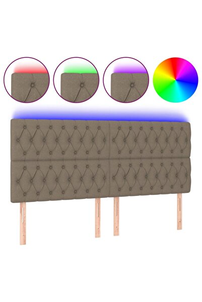 Concept Tăblie de pat cu LED, gri taupe, 180x7x118/128 cm, textil