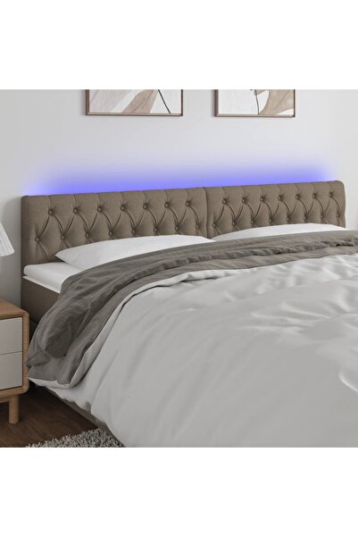 Concept Tăblie de pat cu LED, gri taupe, 200x7x78/88 cm, textil