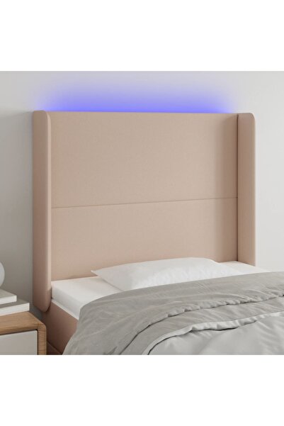 Concept Tăblie de pat cu LED cappuccino 83x16x118/128cm piele ecologică