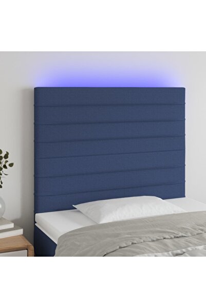 Concept Tăblie de pat cu LED, albastru, 80x5x118/128 cm, textil