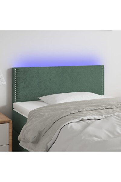 Concept Tăblie de pat cu LED, verde închis, 90x5x78/88 cm, catifea