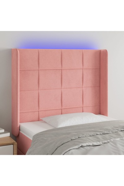 Concept Tăblie de pat cu LED, roz, 103x16x118/128 cm, catifea