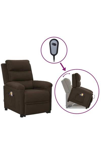 Concept Ανακλινόμενη πολυθρόνα μασάζ, με ανυψωτήρα, σκούρο καφέ, ύφασμα