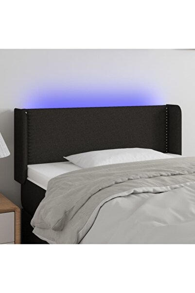 Concept Tăblie de pat cu LED, negru, 103x16x78/88 cm, textil