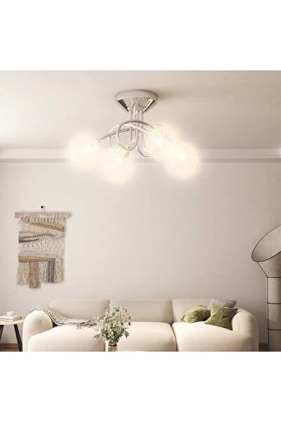 Concept Plafonieră cu abajururi cu plasă sârmă pentru 4 becuri LED G9