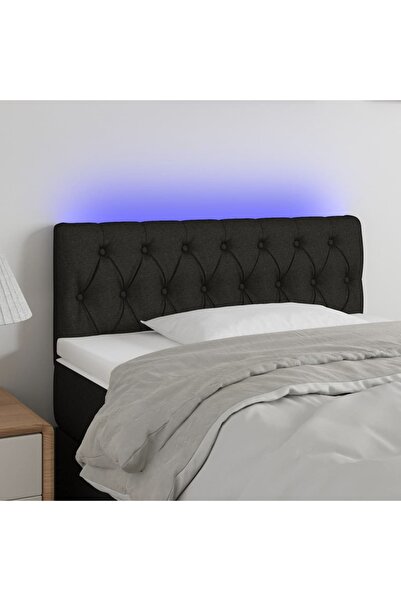 Concept Tăblie de pat cu LED, negru, 90x7x78/88 cm, textil
