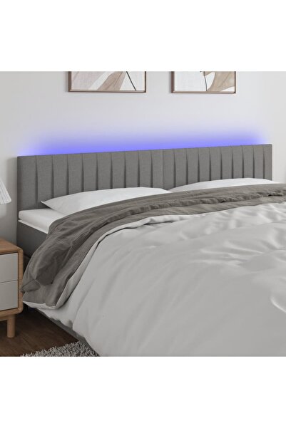 Concept Tăblie de pat cu LED, gri închis, 180x5x78/88 cm, textil