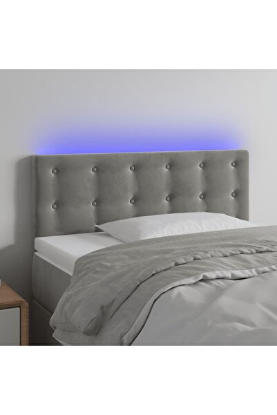 Concept Tăblie de pat cu LED, gri deschis, 80x5x78/88 cm, catifea