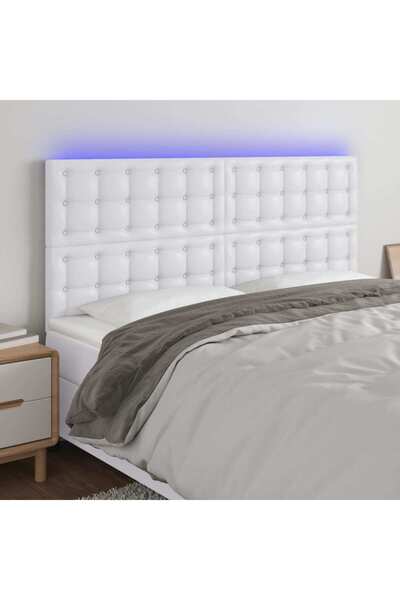 Concept Κεφαλάρι LED, λευκό, 200x5x118/128 cm, οικολογικό Δερμάτινο