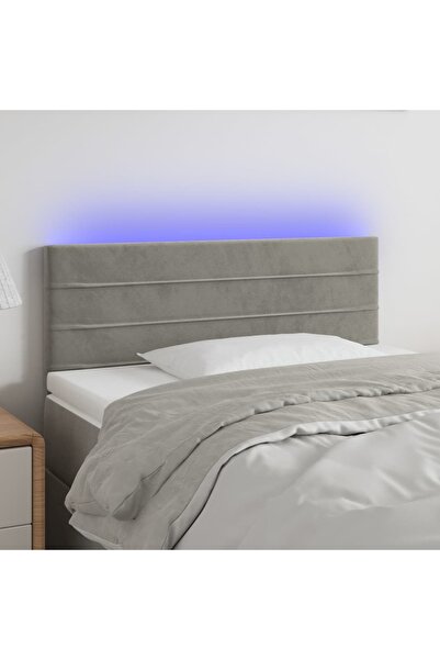 Concept Κεφαλάρι LED, ανοιχτό γκρι, 90x5x78/88 cm, Βελούδο