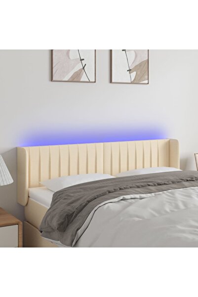 Concept Tăblie de pat cu LED, crem, 147x16x78/88 cm, textil