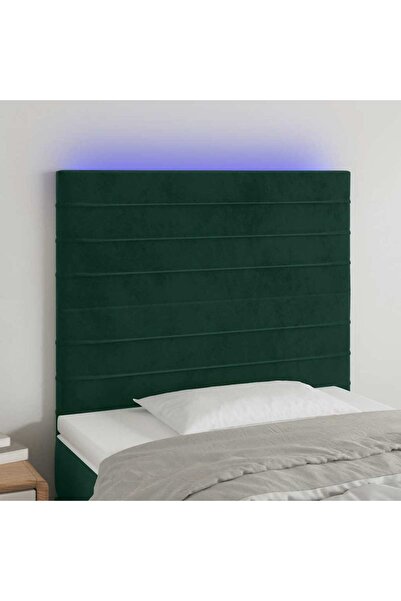 Concept Tăblie de pat cu LED, verde închis, 100x5x118/128 cm, catifea
