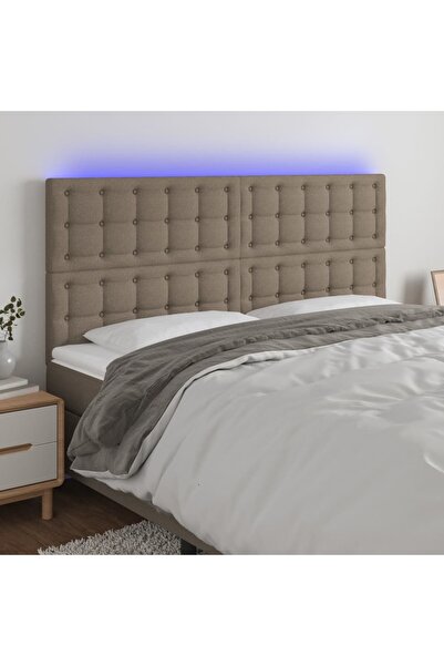 Concept Tăblie de pat cu LED, gri taupe, 160x5x118/128 cm, textil