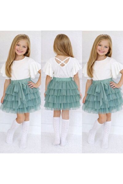 KOKOŞ BEBEK Set elegant din 2 piese pentru fete cu fustă tutu - Vârsta 5/10 a...