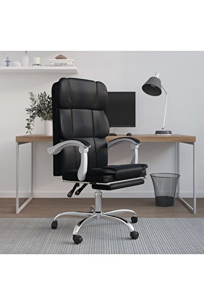 Concept Ανακλινόμενη καρέκλα γραφείου, μαύρη, οικολογικό Δερμάτινο