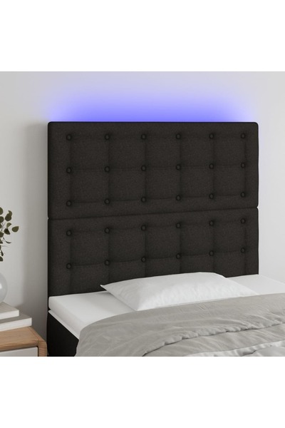 Concept Tăblie de pat cu LED, negru, 90x5x118/128 cm, textil