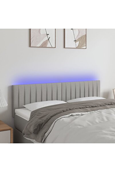 Concept Tăblie de pat cu LED, gri deschis, 144x5x78/88 cm, textil