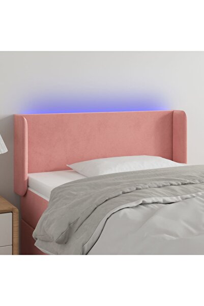 Concept Tăblie de pat cu LED, roz, 103x16x78/88 cm, catifea