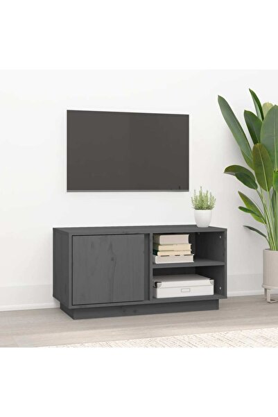 Concept Comodă TV, gri, 80x35x40,5 cm, lemn masiv de pin