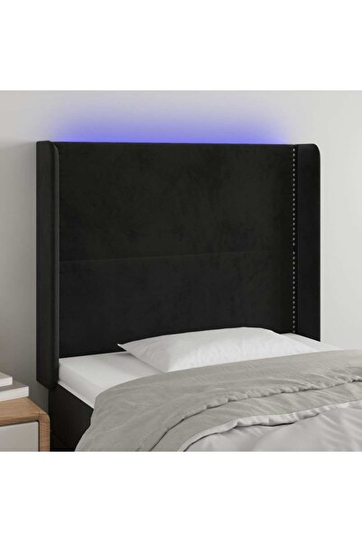Concept Tăblie de pat cu LED, negru, 83x16x118/128 cm, catifea