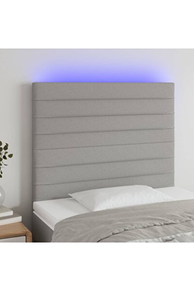 Concept Tăblie de pat cu LED, gri deschis, 90x5x118/128 cm, textil