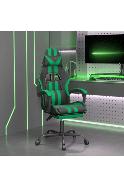 Concept Περιστρεφόμενη καρέκλα gaming/υποπόδιο μαύρο/πράσινο Δερμάτινο