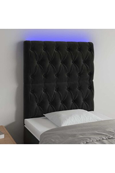Concept Tăblie de pat cu LED, negru, 80x7x118/128 cm, catifea