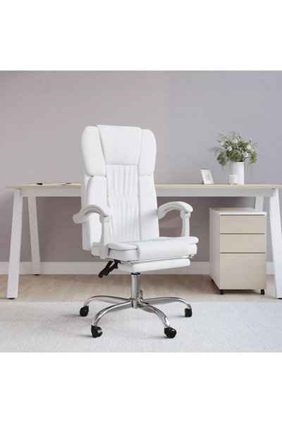 Concept Πτυσσόμενη καρέκλα γραφείου, λευκή, οικολογικό Δερμάτινο