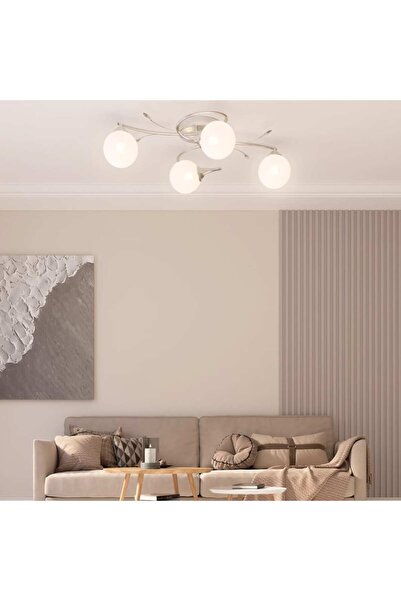 Concept Plafonieră abajururi sferice din sticlă, 4 becuri LED G9