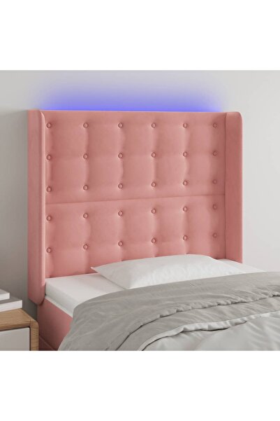 Concept Tăblie de pat cu LED, roz, 103x16x118/128 cm, catifea