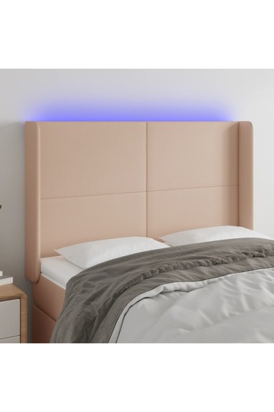 Concept Κεφαλάρι LED, καπουτσίνο, 147x16x118/128 cm, Δερμάτινο