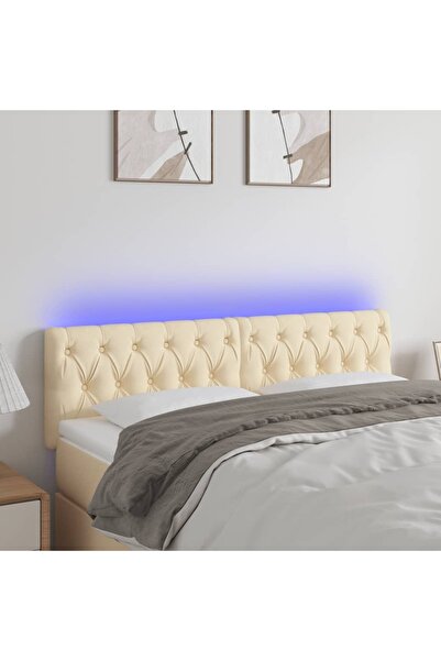 Concept Tăblie de pat cu LED, crem, 144x7x78/88 cm, textil