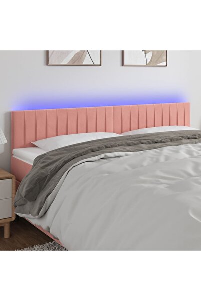 Concept Tăblie de pat cu LED, roz, 180x5x78/88 cm, catifea