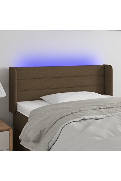 Concept LED headboard, dark brown, 103x16x78/88 cm, textile