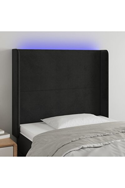 Concept Tăblie de pat cu LED, negru, 93x16x118/128 cm, catifea