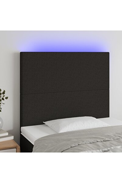 Concept Tăblie de pat cu LED, negru, 90x5x118/128 cm, textil