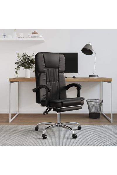 Concept Ανακλινόμενη καρέκλα γραφείου, μαύρη, οικολογικό Δερμάτινο