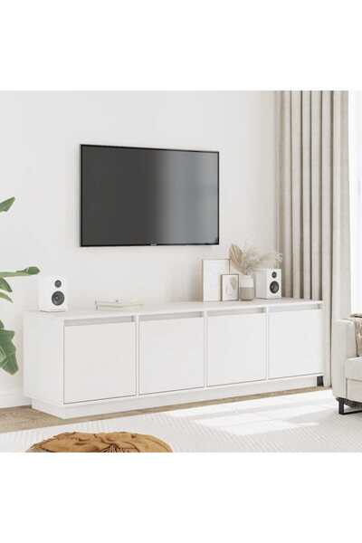 Concept Comodă TV, alb, 156x37x45 cm, lemn masiv de pin