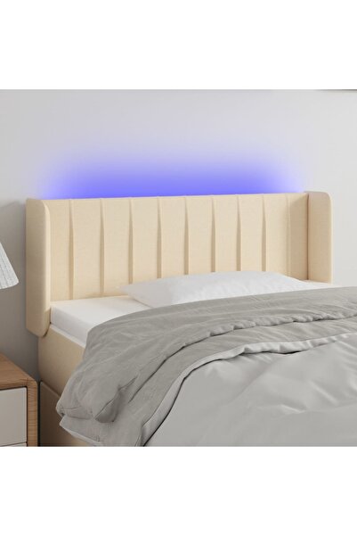 Concept Tăblie de pat cu LED, crem, 103x16x78/88 cm, textil